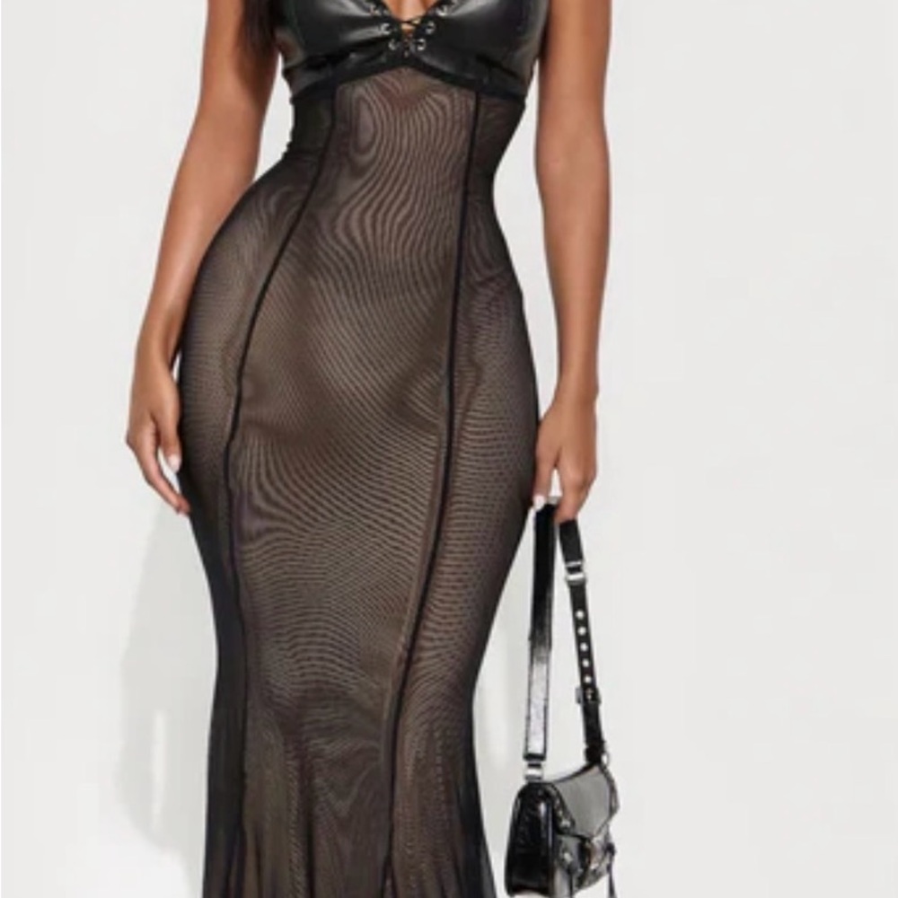 Fashion Nova Black Mesh Maxi Dress